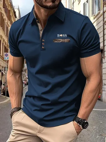 Мужская футболка с воротником на пуговицах, рубашка-поло с лацканами, одежда с короткими рукавами