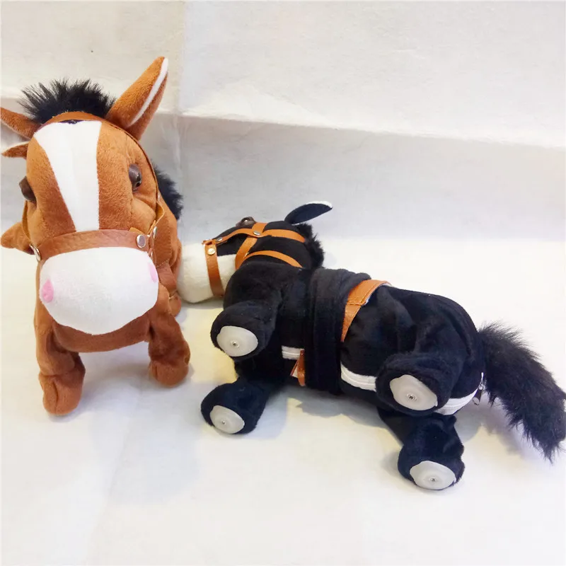 Электронная плюшевая лошадь поводок управляемая игрушка-робот электрическая