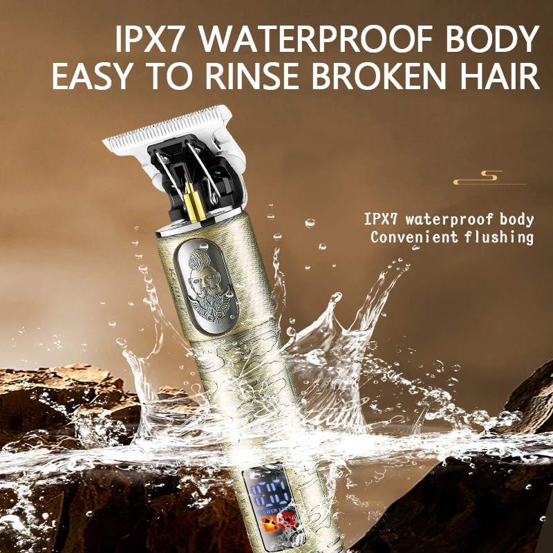 Электрический триммер для волос Kemei винтажная машинка стрижки с цифровым