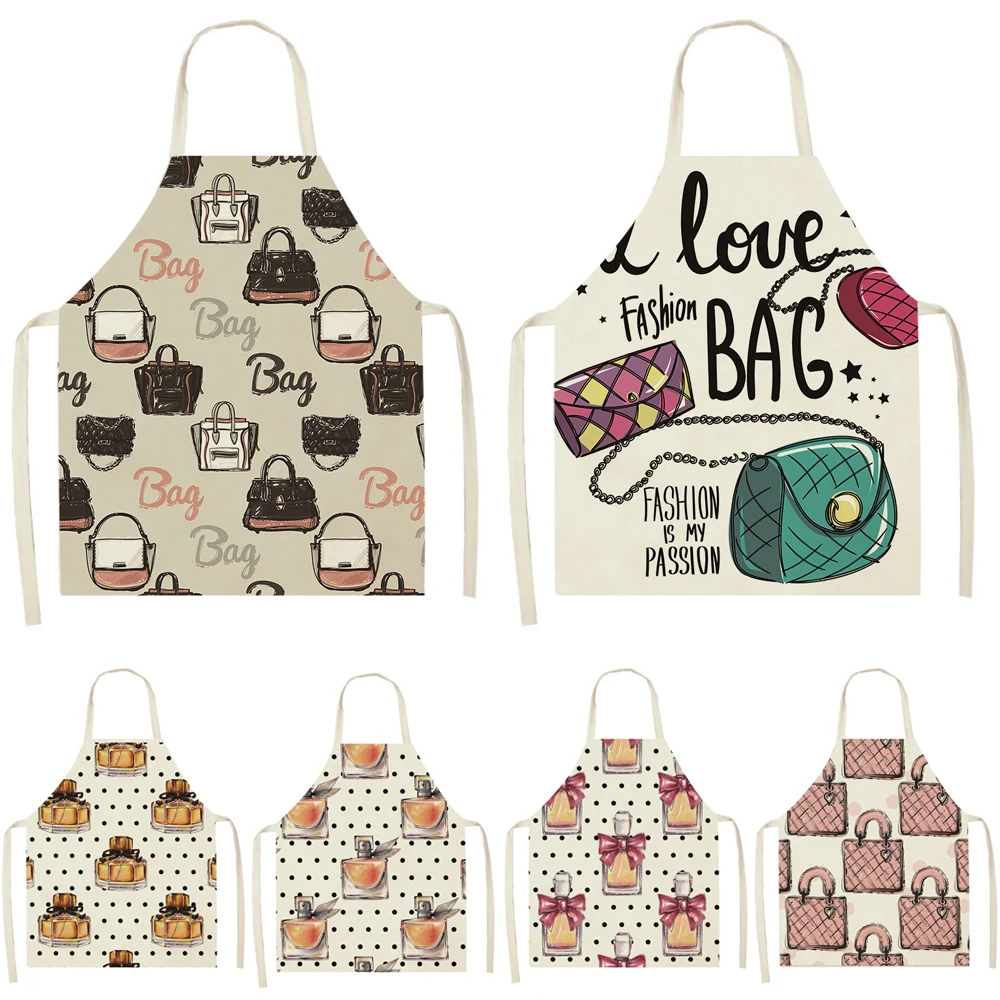 

Флакон для духов, ранец, фартук для красивой кухни, Женский фартук для домашней уборки, хлопковая льняная передняя часть, для салона, для дом...