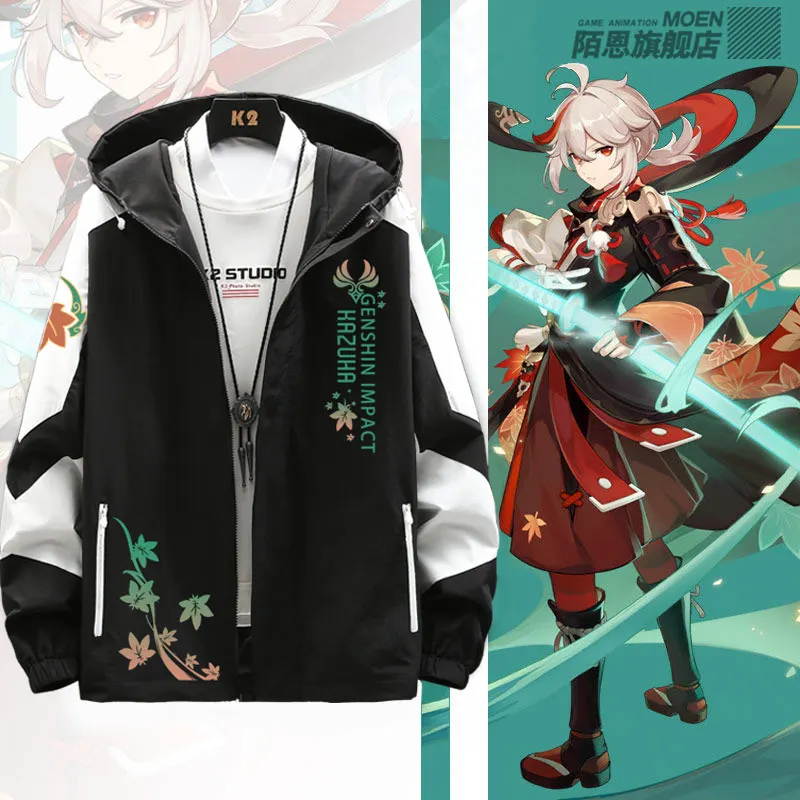 

Anime Game Genshin Impact Kaedehara Kazuha Spring Autumn Coat Unisex Couple Hoodie Zipper Hooded Sweatshirt Fashion Jacket