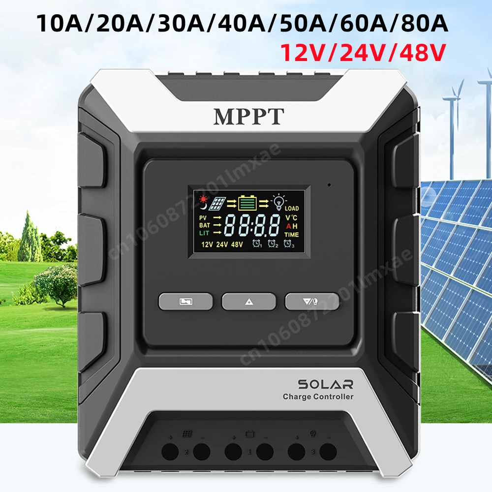 

Контроллер заряда солнечной батареи 12 В, 24 В, 48 В, 40 А, 60 А, 80 А, контроллер разряда солнечной батареи PV для литиевой/свинцово-кислотной/литиево...