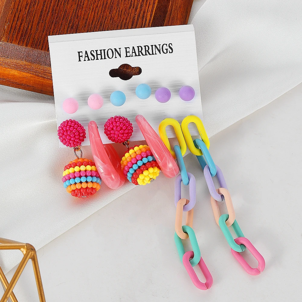 Серьги IPARAM акриловые в винтажном стиле женские висячие украшения с