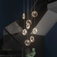 modern crystal chandelier for stairs led gold dining room chandelier luxury ring design duplex house villa lighting round gloss