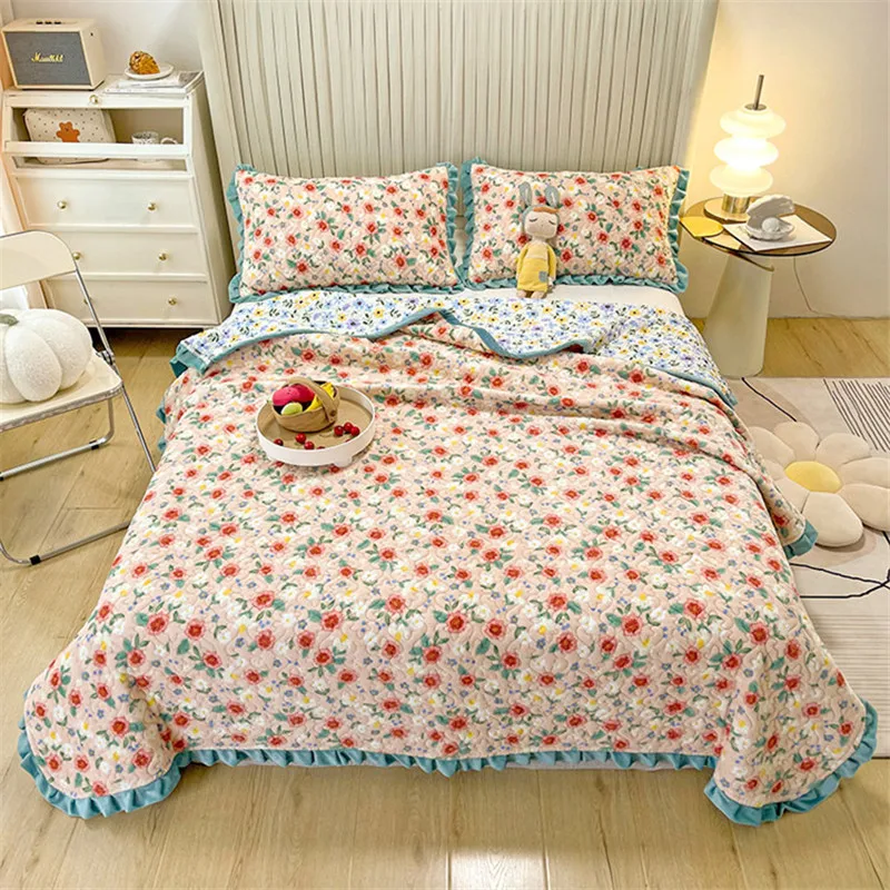 

Winter Velvet Quilted Bedspread Set Plush Plaid Padded Quilt Duvet Linen Blanket Cubrecam Bed Cover Colcha Home Bedding Set 3PCS