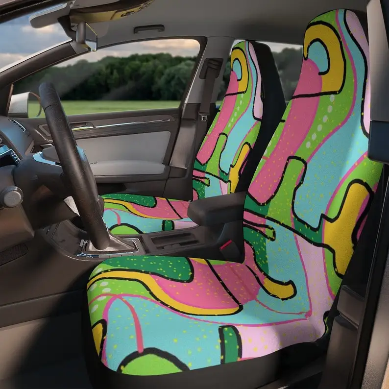 

Colorful Funky Car Seat Covers, Groovy Seat Covers For Car For Women ,Abstract Car Seat Cover, Boho Car Seat Covers