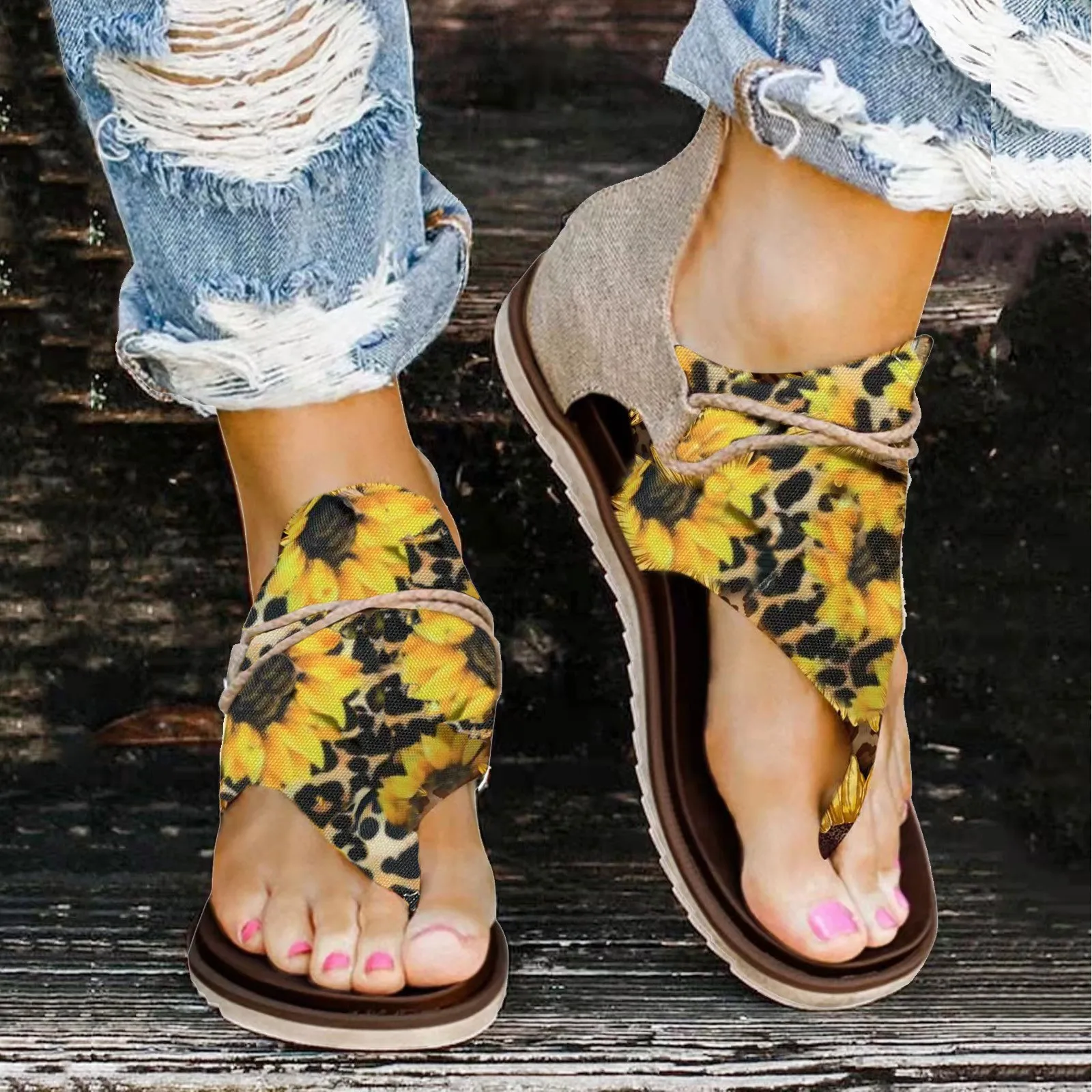 Женские сандалии Повседневные Удобные с открытым носком шлепанцы на плоской