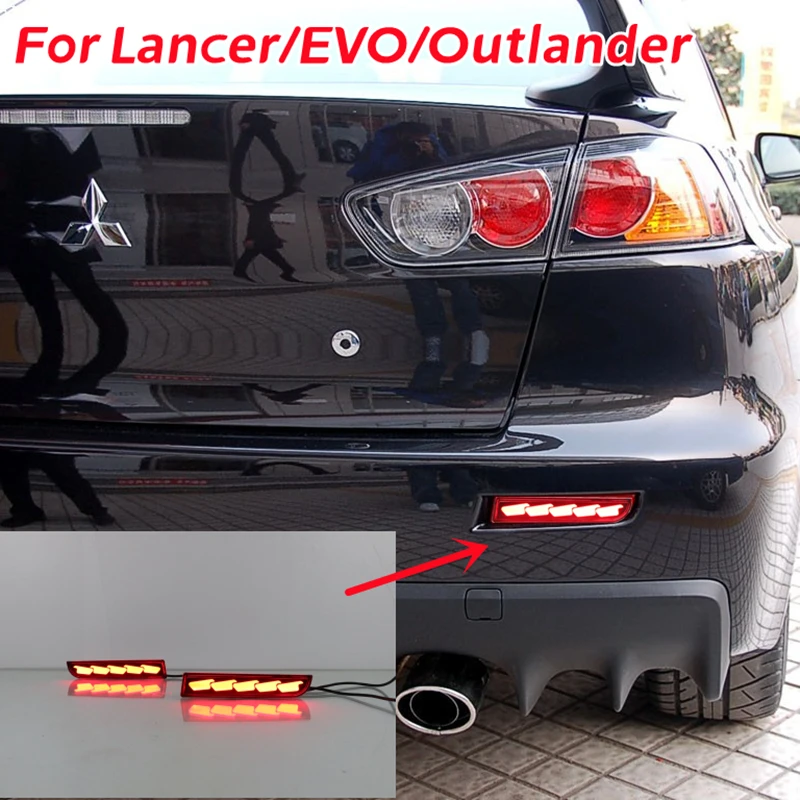 

2 шт., светодиодные отражатели для заднего бампера Mitsubishi Lancer EVO Evolution X CZ4A Outlander Sport RVR ASX