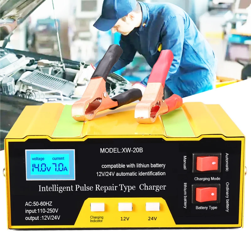 12V 24V Car Battery Charger Intelligent Pulse Repair Charger Lead Acid Charger for Car Auto Motorcycle Trunk