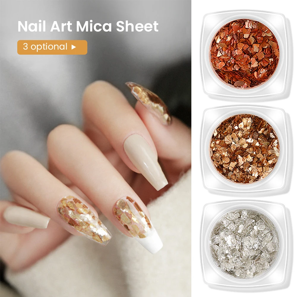 

Nail Art Mica Sheet Mineral Copper Gold Sheet Ultra Thin Shard Nail Glitter Decoration Nail Supplies for Nail Women Girls