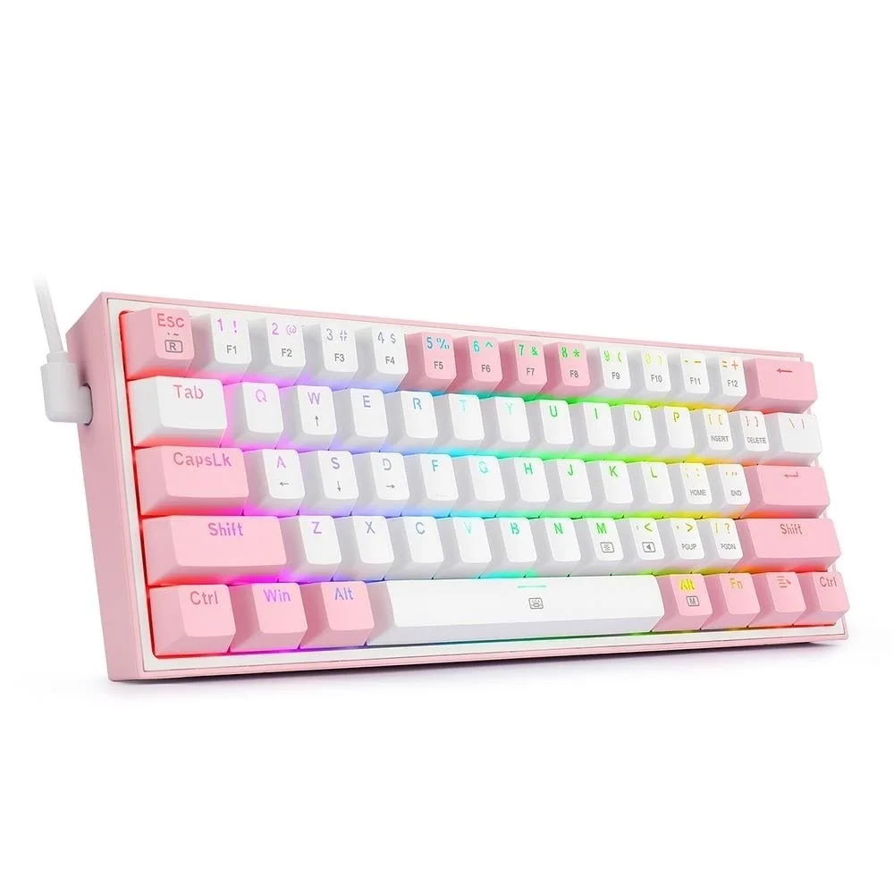 

2022 RGB USB Mini Mechanical Gaming Keyboard Red Switch 61 Keys Wired detachable cable,portable for travel K617
