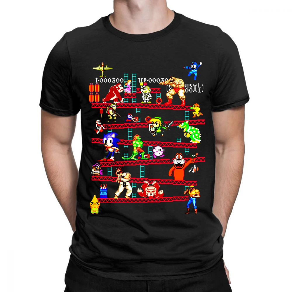 

Arcade Game Collage T-Shirt Men O Neck cool summer T Shirts Short Sleeve Tees fashion Tops