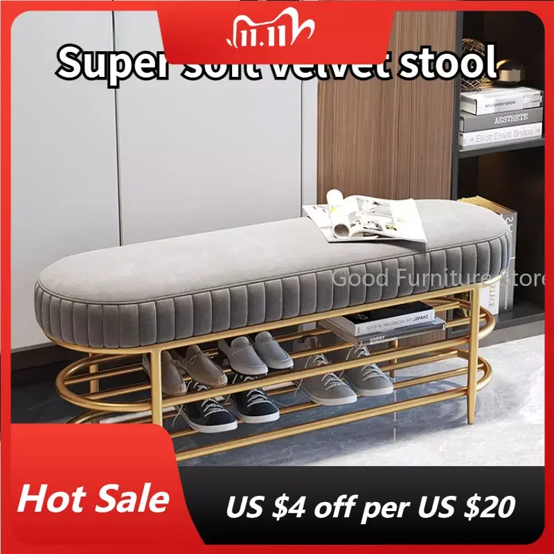 

Nordic-Style Shoes Bench Seat Shoe Rack Home Entrance Shoes Changing Stool Hallway Cabinets Space Saving Furniture
