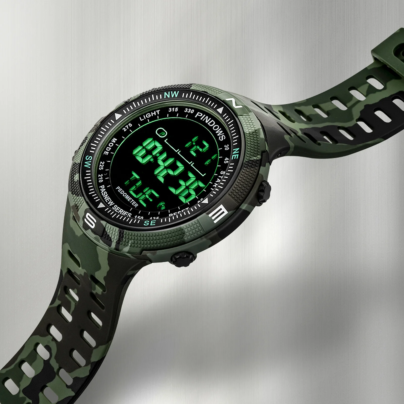 

PINDOWS Outdoor Sport Digital Watch Men Sports Watches For Men Wrist Watches Stopwatch Camouflage Military LED Electronic Clock