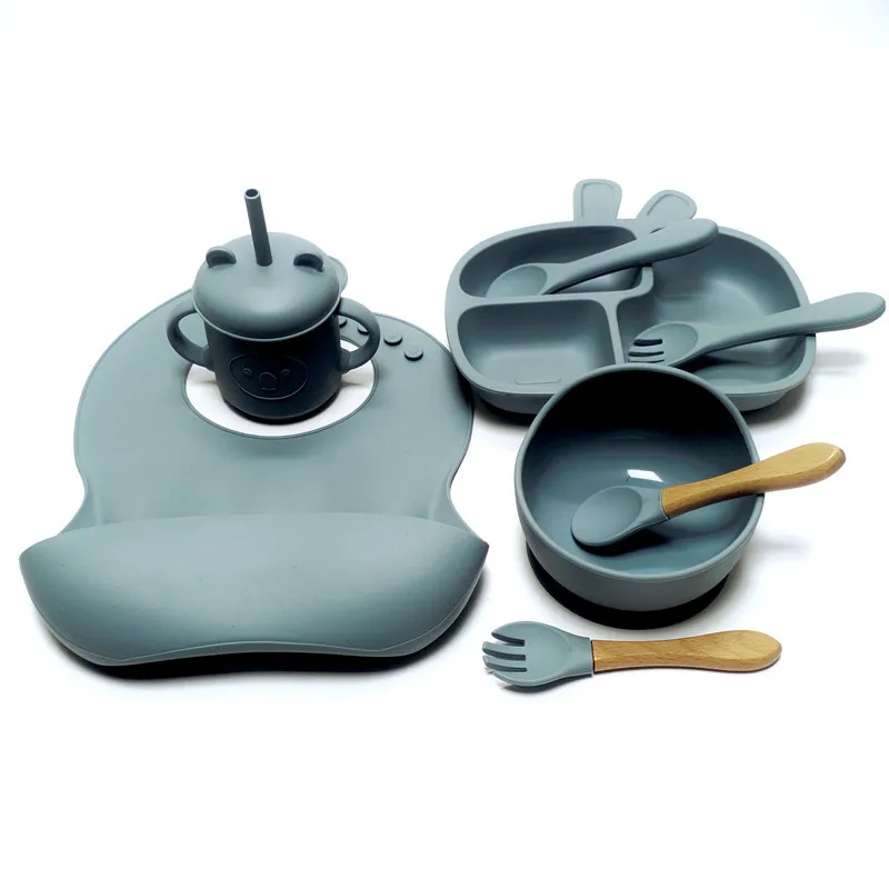 Набор силиконовой посуды для малышей детская силиконовая чаша ложка вилка