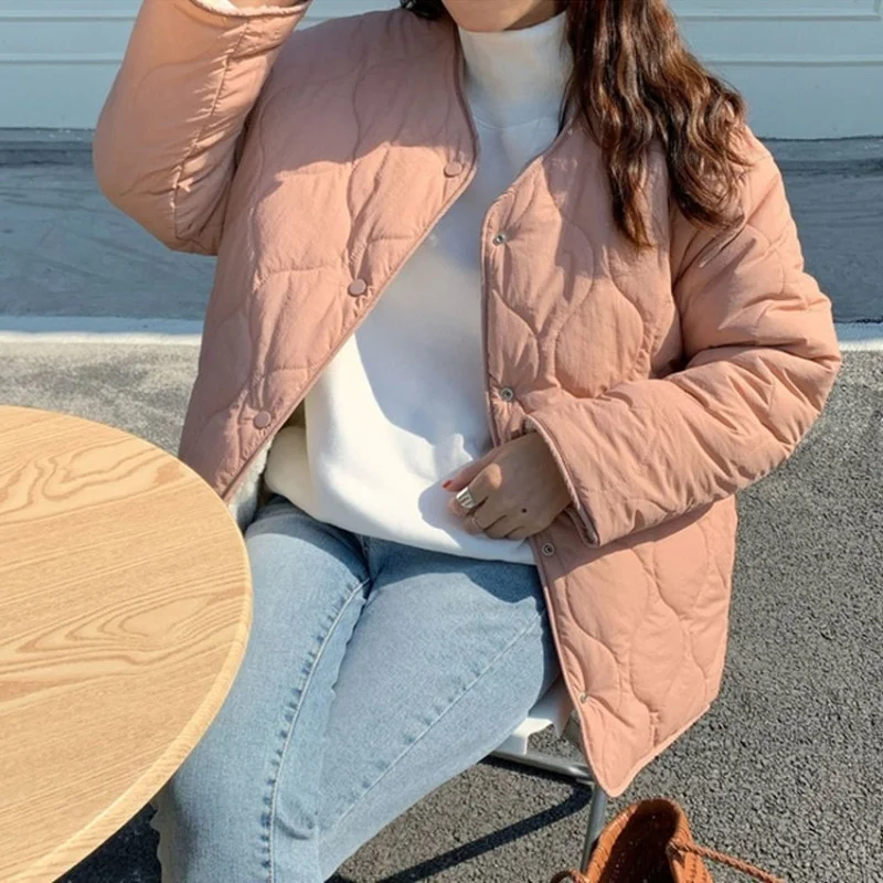 2023 South Korea Chic Autumn and Winter New Style Niche Rhomboid Thickened Double-sided Lamb Wool Jacket Coat Long-sleeved Women