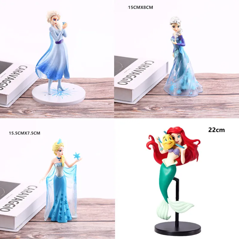 

Disney Cartoon Anime Frozen Elsa Mermaid Princess Pvc Action Figures Model Dolls With Base Cake Decoration For Girl Gifts
