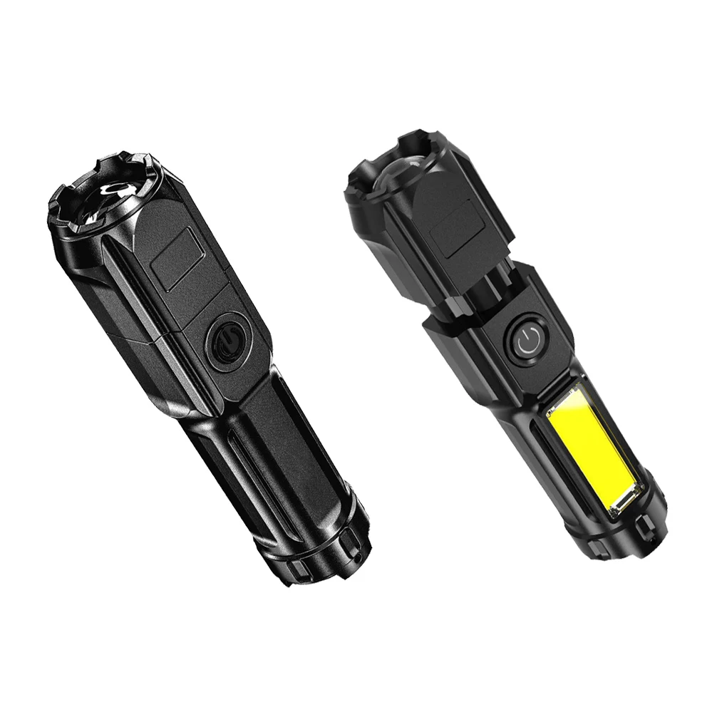 

LED Flashlight USB Rechargeable Life Waterproof Powerful Brightness Zoom Torch ABS Lamp Indoor for Camping Type 2