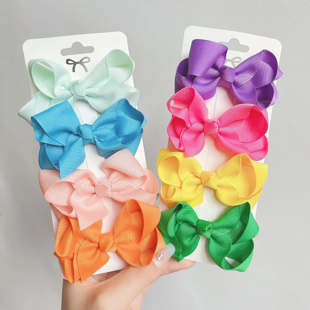 

1Piece 3Inches Grosgrain Ribbon Bows Hair Clip For Kids Girls Solid Color Bowknot Classic Bubble Bow Hairpins Hair Accessories
