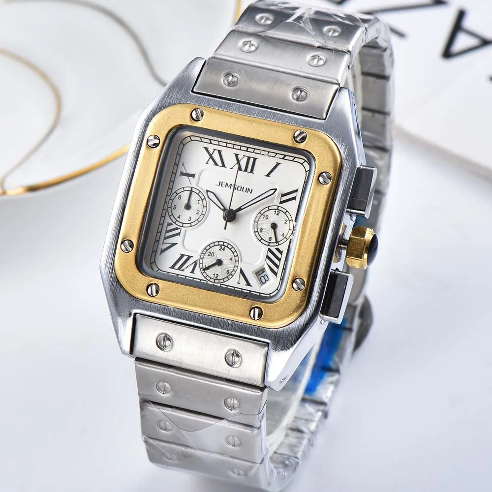 

New Original Brand Mens Watches Fashion Classic Square Multifunction Waterproof WristWatch Automatic Date Chronograph AAA Clocks