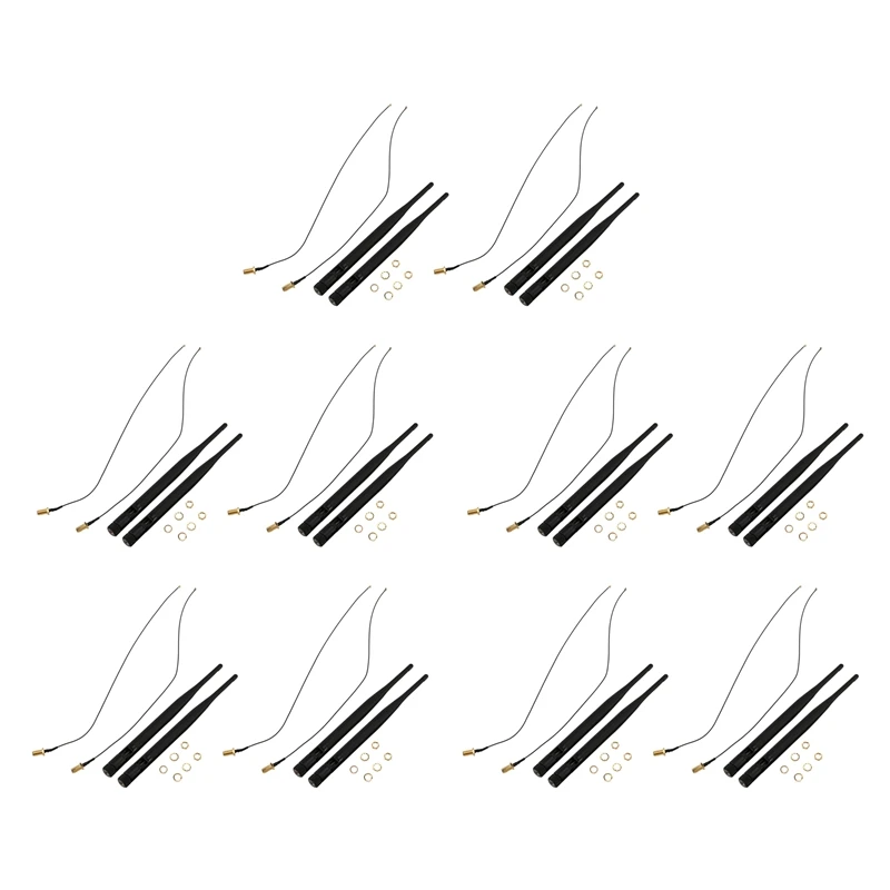 

20 X 6Dbi 2.4Ghz 5Ghz Dual Band Wifi RP-SMA Antenna + 20 X 35Cm U.Fl / IPEX Cable