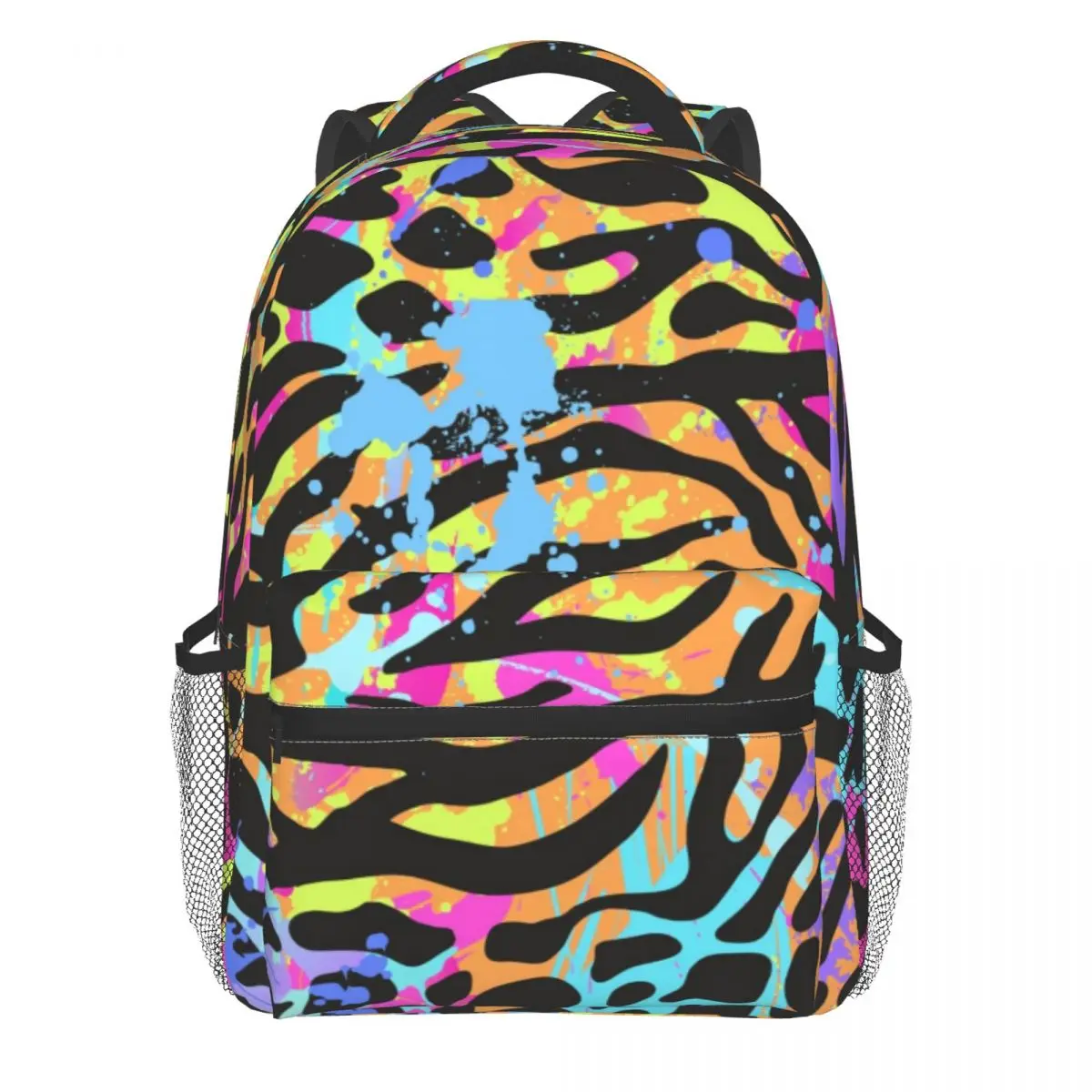 

Colorful Tiger Print Backpack Metallic Animal Fur Stripes College Backpacks Male Designer Large High School Bags Cute Rucksack
