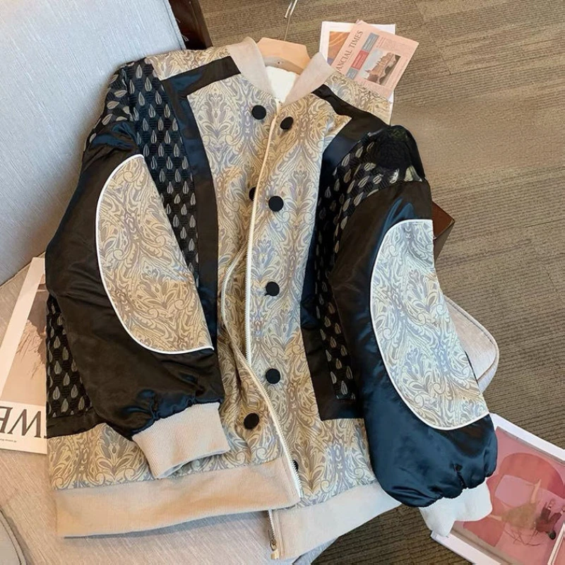 

Высококачественная Дизайнерская одежда, уличная одежда, Женская куртка с длинным рукавом, бейсбольная форма, винтажная уличная одежда, модные корейские пальто