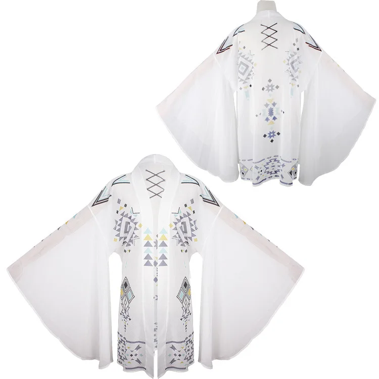 

Game Final Fantasy XIV Cosplay Costumes FF14 Kimono Men Women White Outerwear Long Cape Cloak Swimsuit Jacket Cardigan Coat