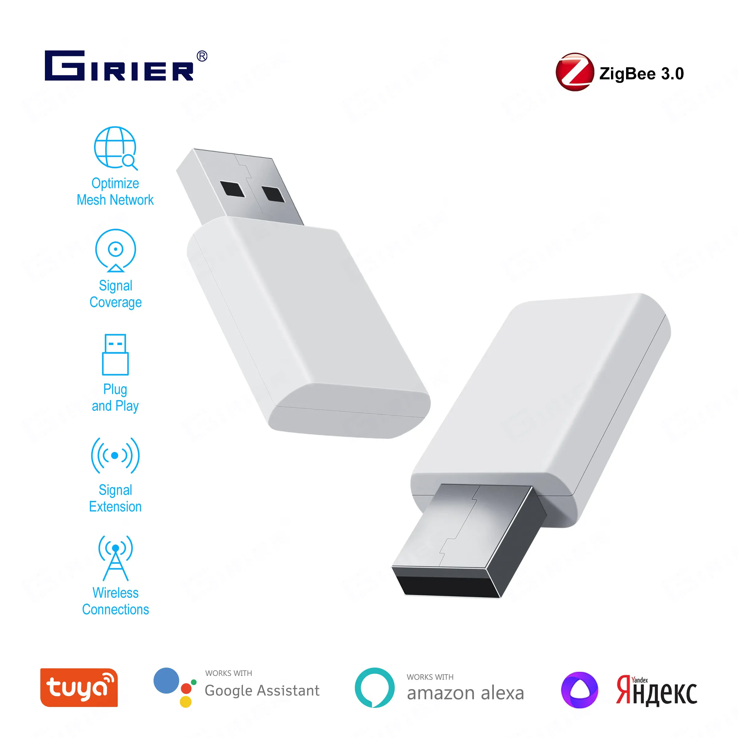 

GIRIER ZigBee Repeater Amplifier USB Signal Extender for Smart Home Works with Smart Life App Tuya ZigBee Gateway Required