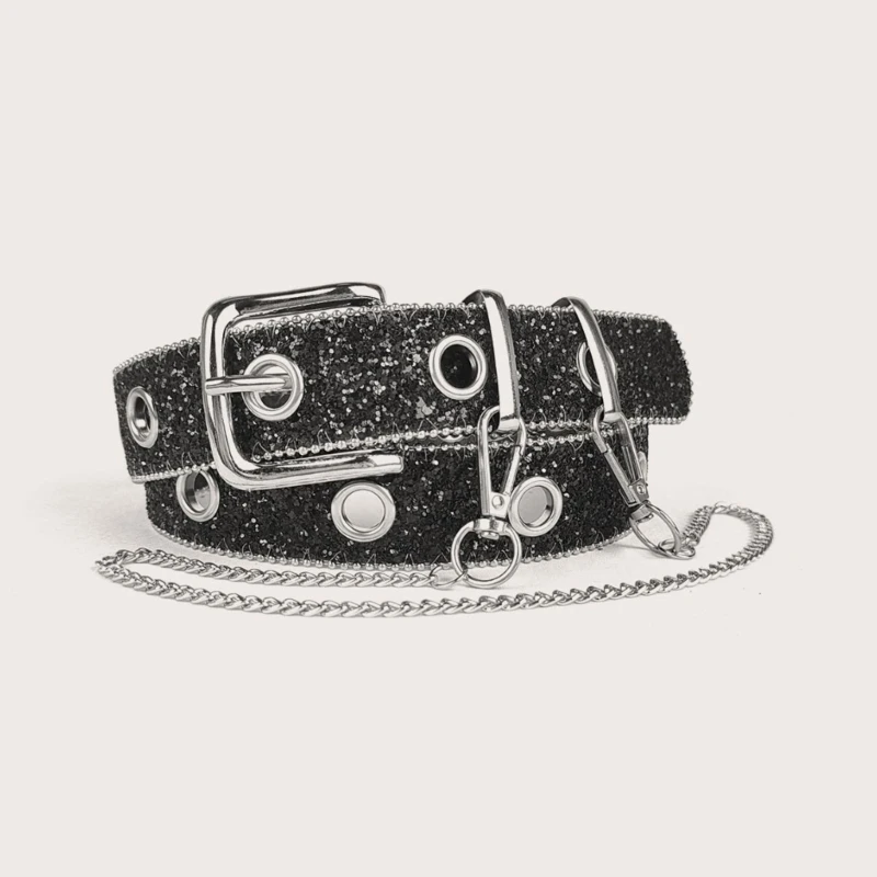 

Пояс с люверсами, пояс в стиле панк-рок со съемной цепочкой, кожаный пояс, поясной ремень, подарок, Прямая доставка