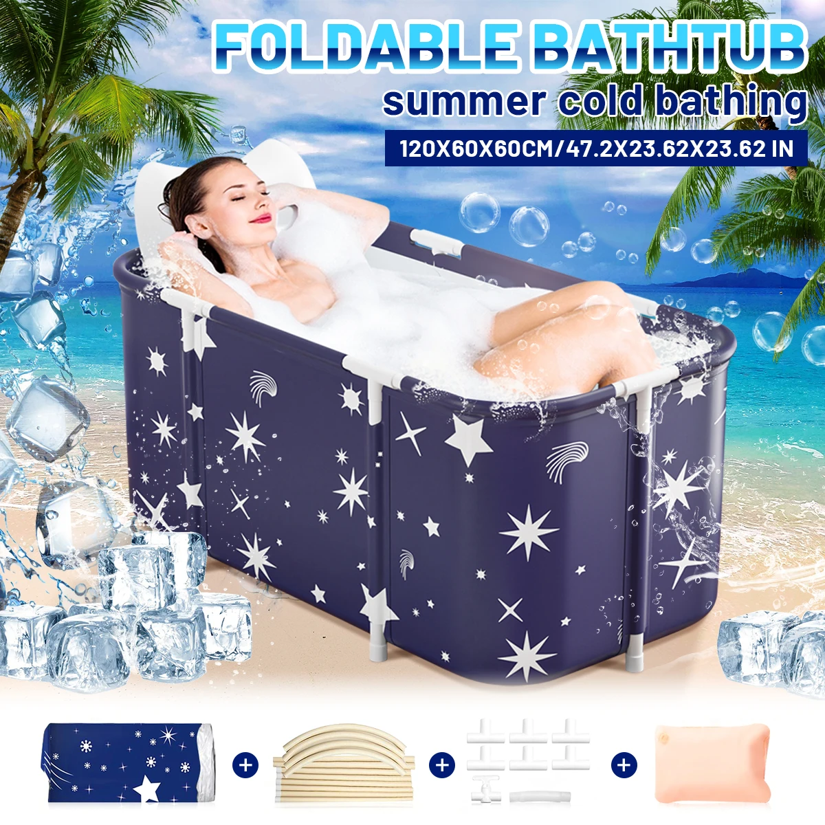 Складная Ванна для взрослых 120 см двойная ненадувная ванна спа бытовая