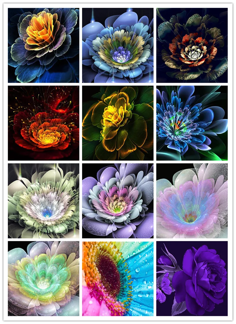 

5D алмазная живопись, цветочный узор, круглая вышивка Стразы, сделай сам, мозаика, картина, искусство, вышивка крестиком, домашний декор, карт...