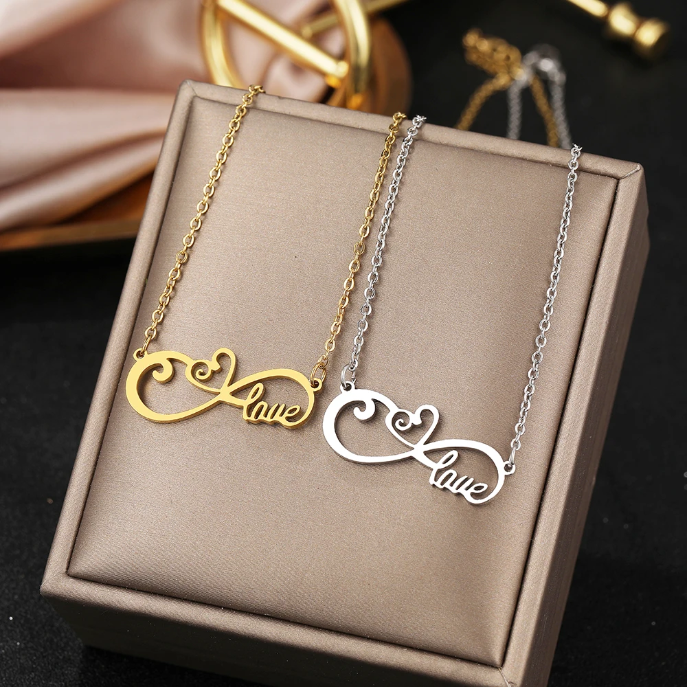 Ожерелья из нержавеющей стали символ бесконечности спиральное сердце