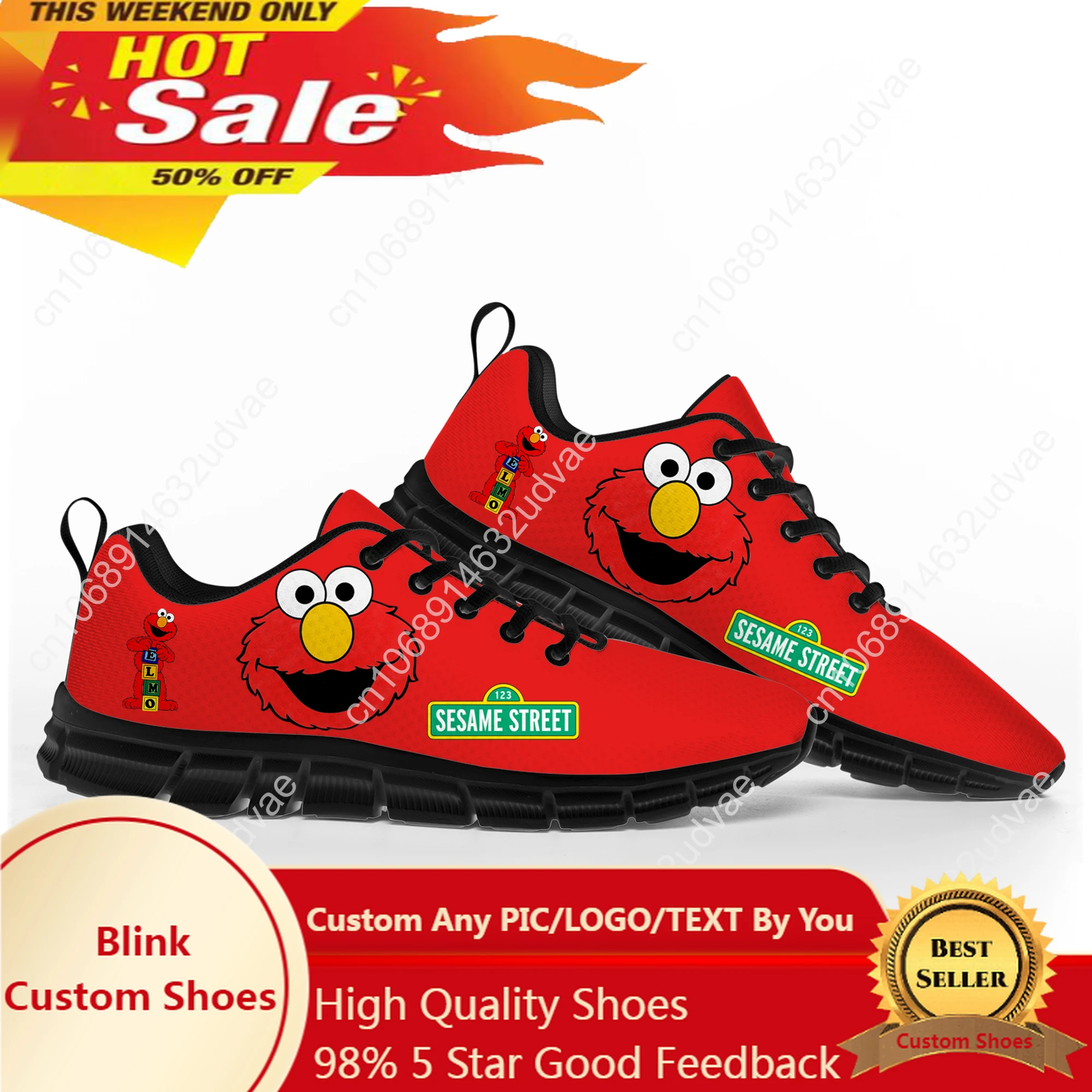 

Sesame Street Elmo Cookie Monster Sports Shoes Mens Womens Teenager Kids Children Sneakers Custom High Quality Couple Shoe