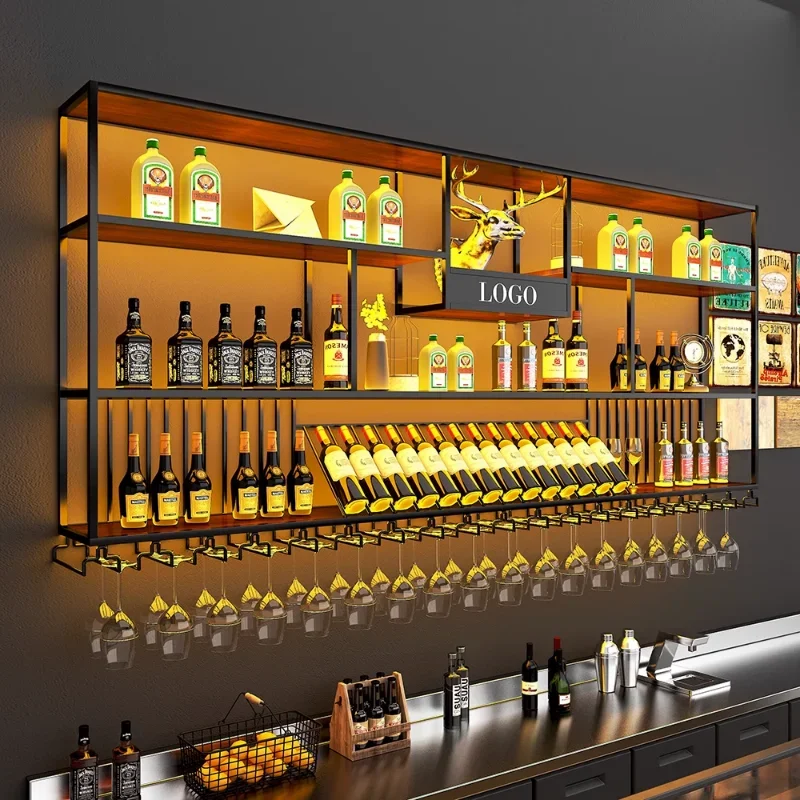 Подвесные металлические настенные винные стеллажи современные подвесные для