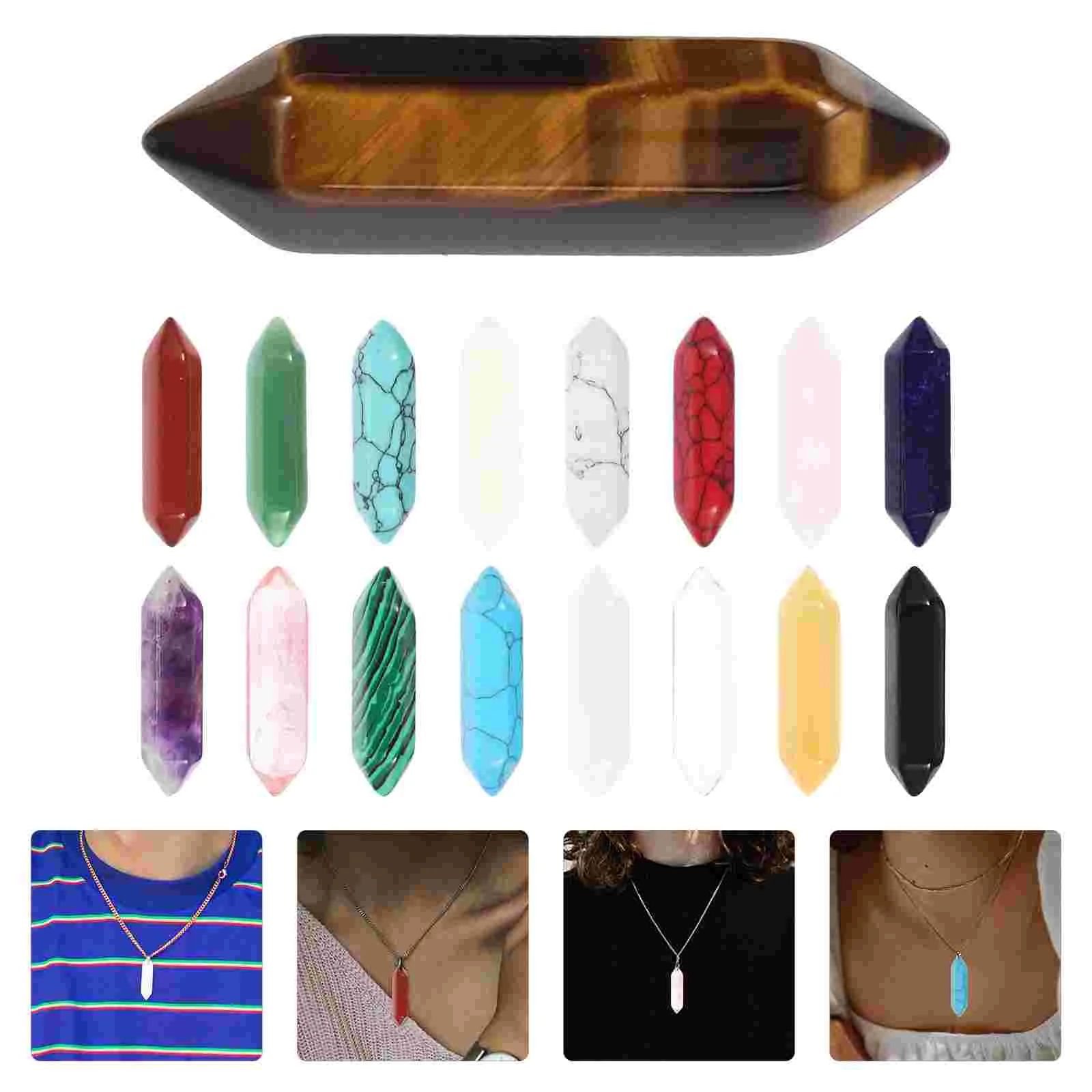 

Charms Necklace Crystal Pendants Diy Charm Jewelry Pendant Stone Making Gemstone Necklaces Hexagonal Earring Chakra Bracelet