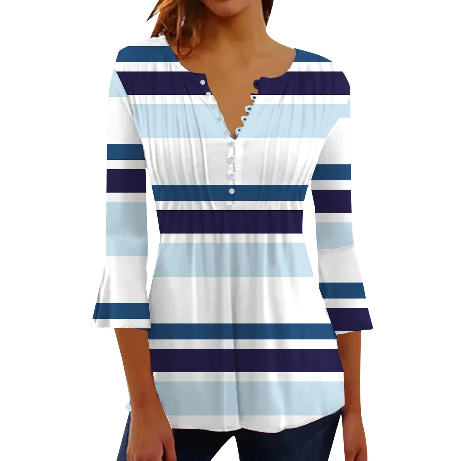 

Футболка женская хлопковая с длинным рукавом и V-образным вырезом