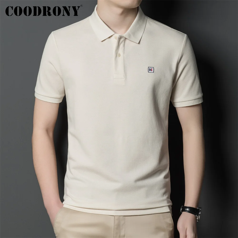 

COODRONY бренд Харадзюку Мужская Уличная мода Повседневная 100% хлопок рубашка поло Лето Новый Классический мужской сплошной цвет мягкие Топы ...
