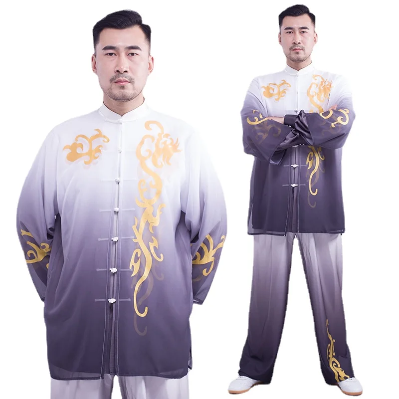 

Костюм Tai Ji мужской новый высококлассный элегантный костюм для боевых искусств одежда для упражнений в виде тенебокса женский летний костю...
