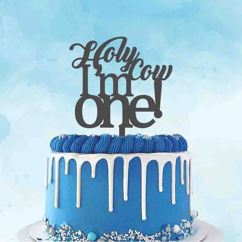 

1st Birthday Cake Topper Holy Cow! I'm One For Kids 1st Birthday Party Cake Decoration Topper