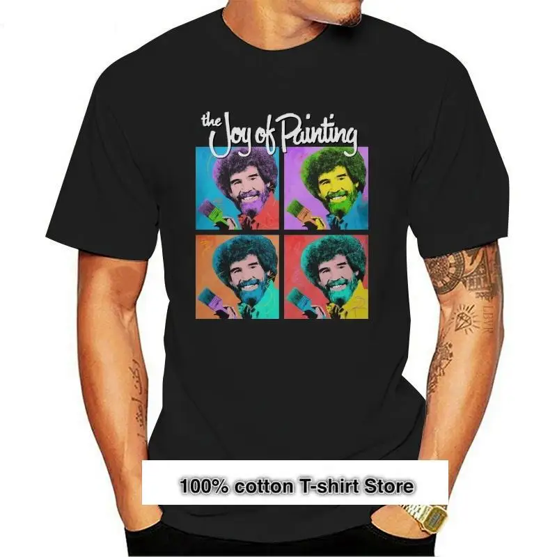 

Nuevo Bob Ross la alegría de pintura colorido caras oficialmente camiseta autorizada imprimir Camiseta de manga corta