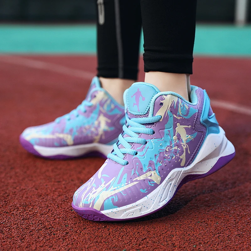 2023 Fashion Kids Basketball Shoes Boys High Top Designer Sneakers Children's Training Shoes Non-Slip Damping Basket Sneaker Boy