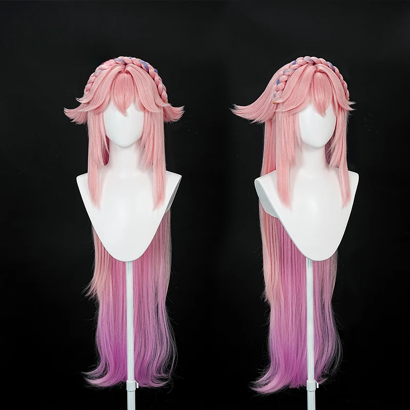Косплей Yae Miko длинный розовый парик Хэллоуин карнавал вечеринка событие