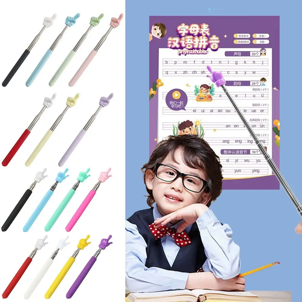 

Finger Design Teaching Tools Telescopic Rod Whiteboard Pointer Handheld Presenter Finger Reading Sticks Teaching Stick