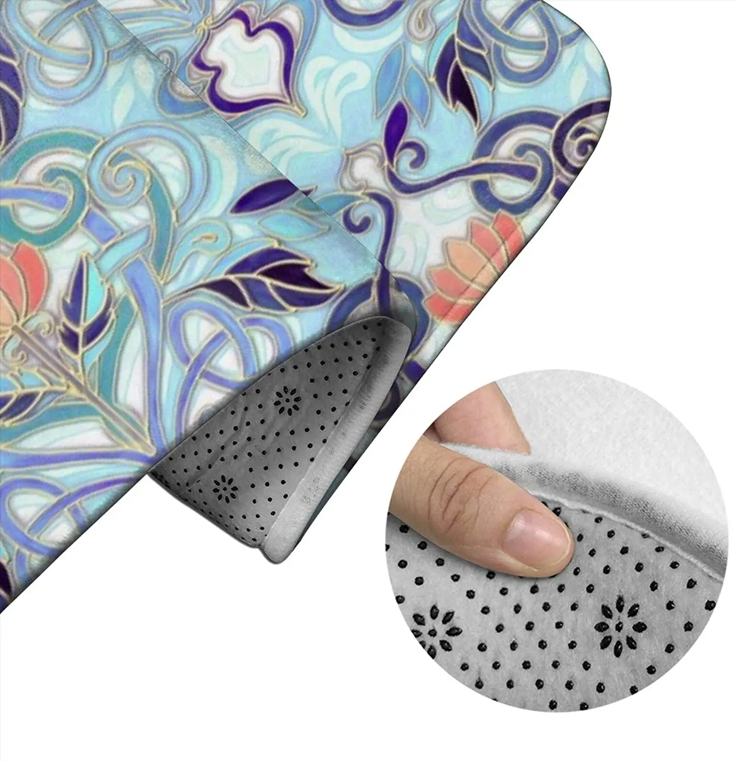 

Ocean Indigo Art Nouveau Bathroom Mat Sets 3 Piece Set Rugs Memory Foam Mat Set Toilet Seat Cover Bath Mat lid Cover