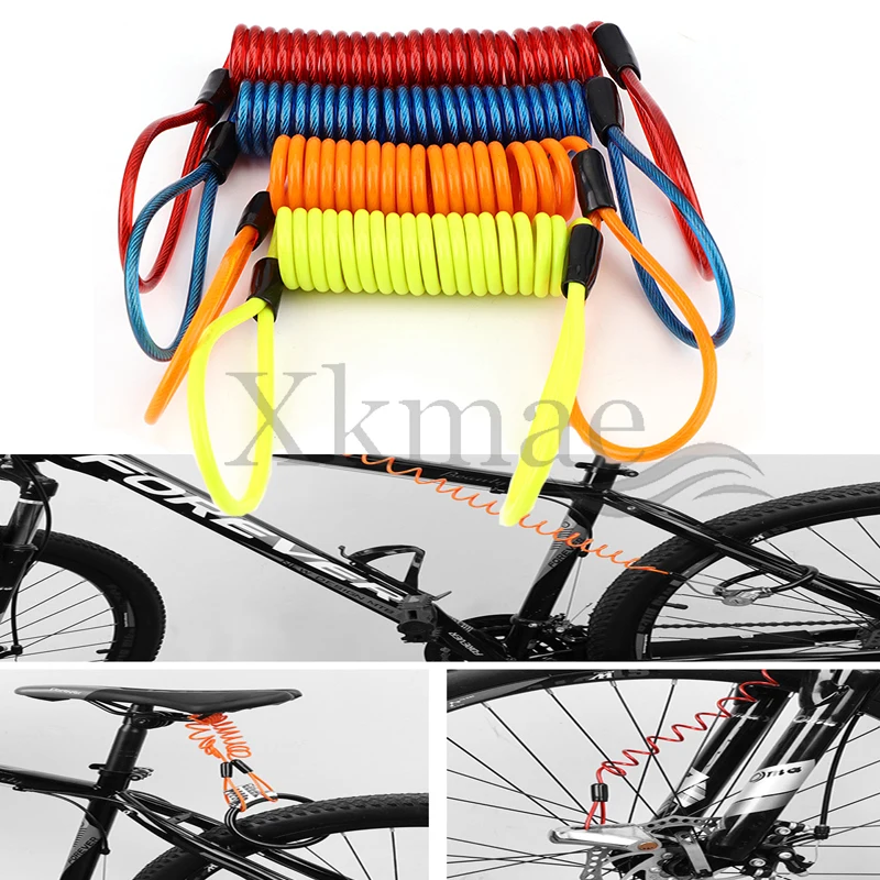 

110cm，120cm Bike Scooter Motorcycle Motorbike Disc Lock Reminder Coil Cable Bicycle Security Spring