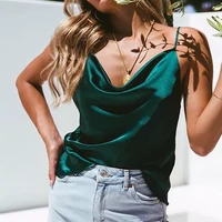 women summer silk satin top camis tanks camisoles strappy shirts sexy green aesthetic white tank tops 2021 femme clothes ladies