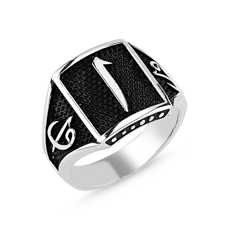

Silver 925 Sterling Aleph Motif Male Ring