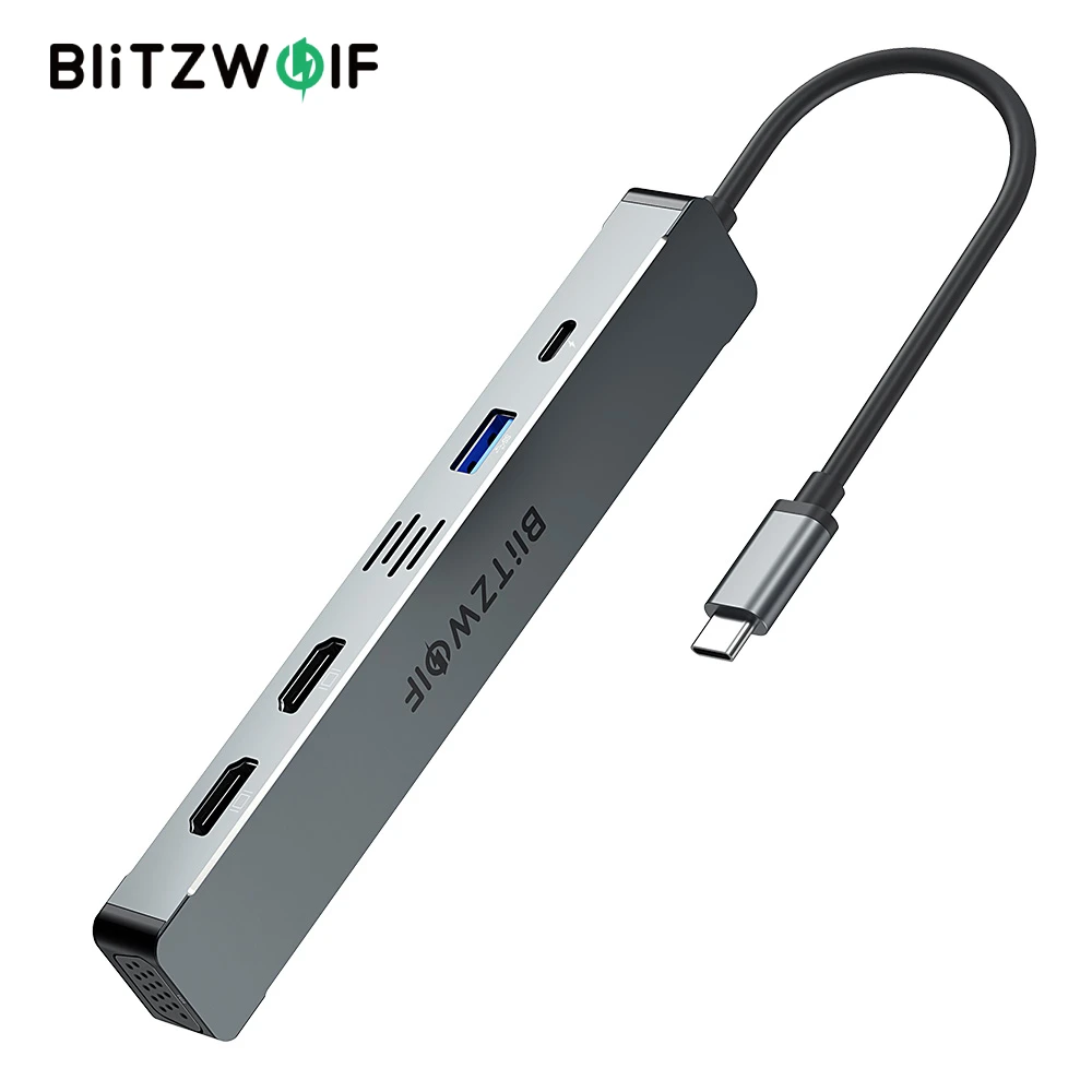 

BlitzWolf BW-NEW TH11 5 in 1 USB Hubs with Dual HDMI-compatible 4K@30Hz/ VGA/ USB3.0/ 100W PD Charging/ Type C Docking Station