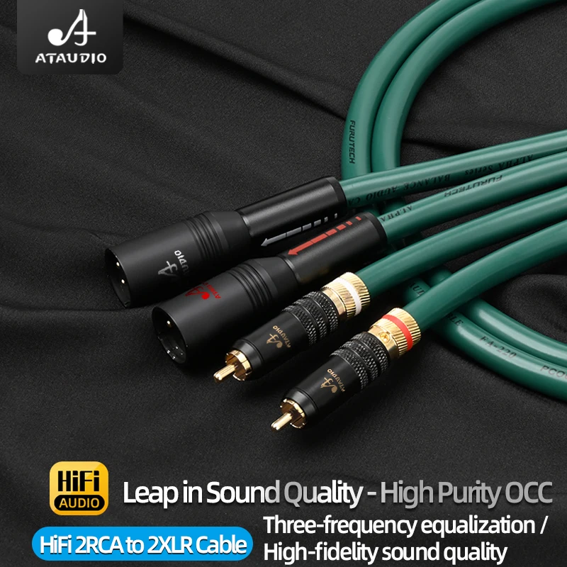 Фото Кабель ATAUDIO HiFi 2RCA на 2XLR, высококачественный, премиум-класса, 2-жильный, с экранированием, аудиокабель HiFi, соединительный кабель RCA-XLR №1
